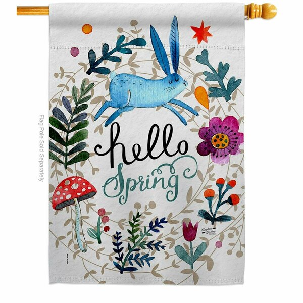 Patio Trasero Hello Spring Floral Double-Sided Garden Decorative House Flag, Multi Color PA3903045